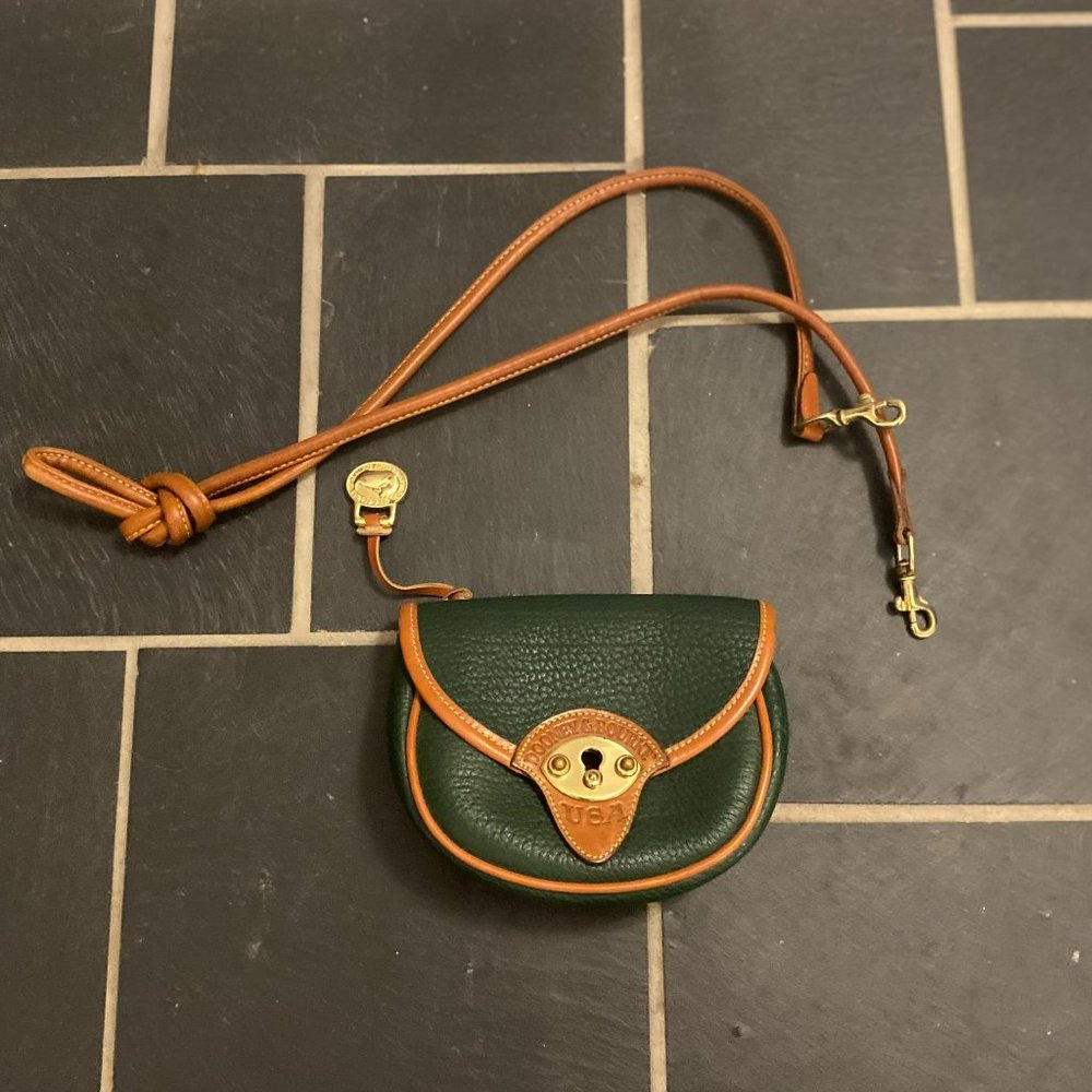 Vintage Dooney & Bourke R74 Cavalry body bag Green and Brown leather